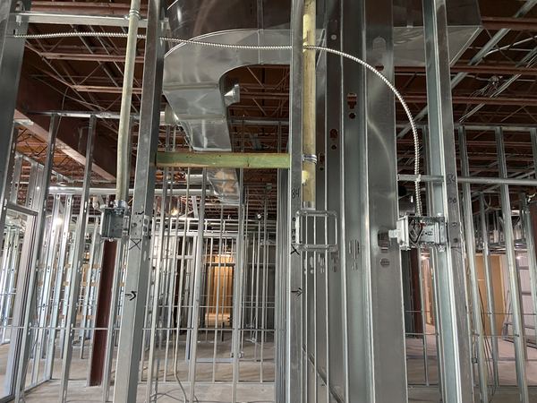 Electrical rough-in on steel stud framing